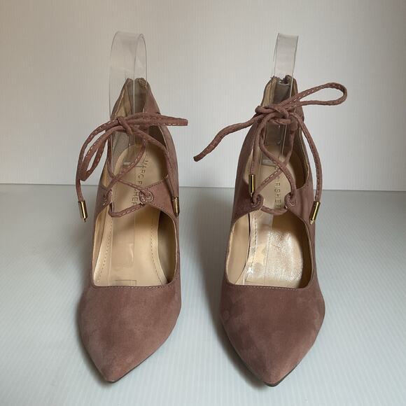 Marc Fisher Blush Suede Lace-Up Cutout Heels • Pointed Toe • Women’s 5.5 - Picture 4 of 11